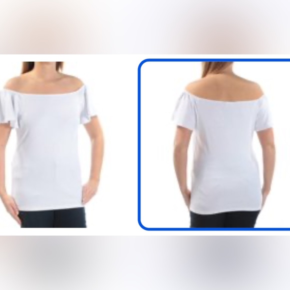 Lauren,Ralph Lauren off the shoulder flutter sleeve white top - Picture 1 of 9